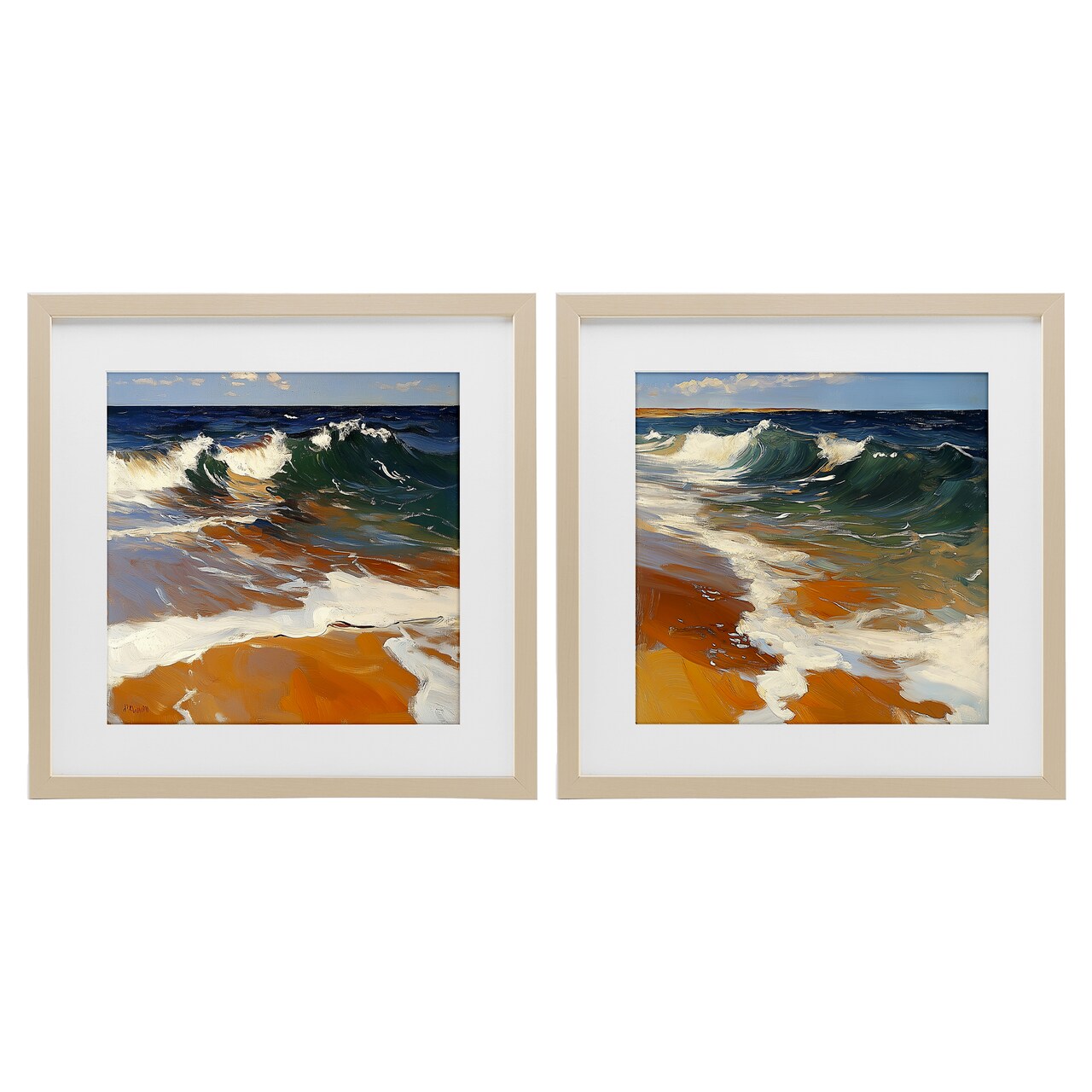 Stupell Industries Glassy Coastal Break 2pc Framed Print Under Glass Set, design by Walker Noble